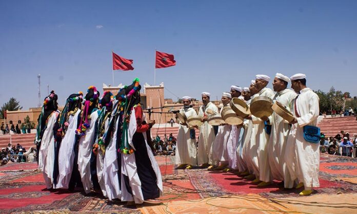 Ahwach cultural gathering in the High Atlas Mountains
